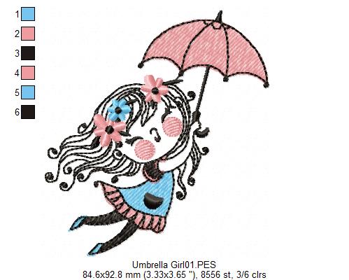 Umbrella Girl - Fill Stitch