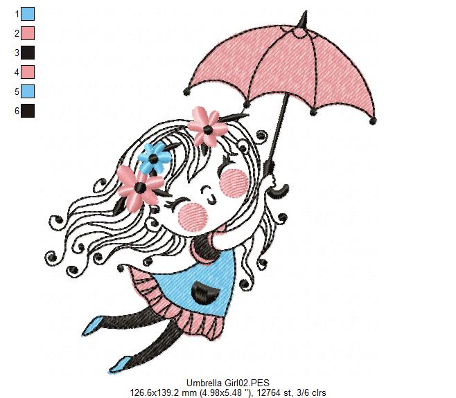 Umbrella Girl - Fill Stitch