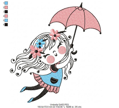 Umbrella Girl - Fill Stitch