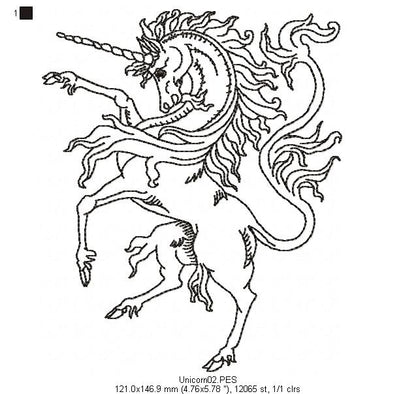 Medieval Unicorn - Redwork
