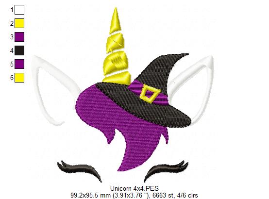 Halloween Witch Unicorn - Fill Stitch