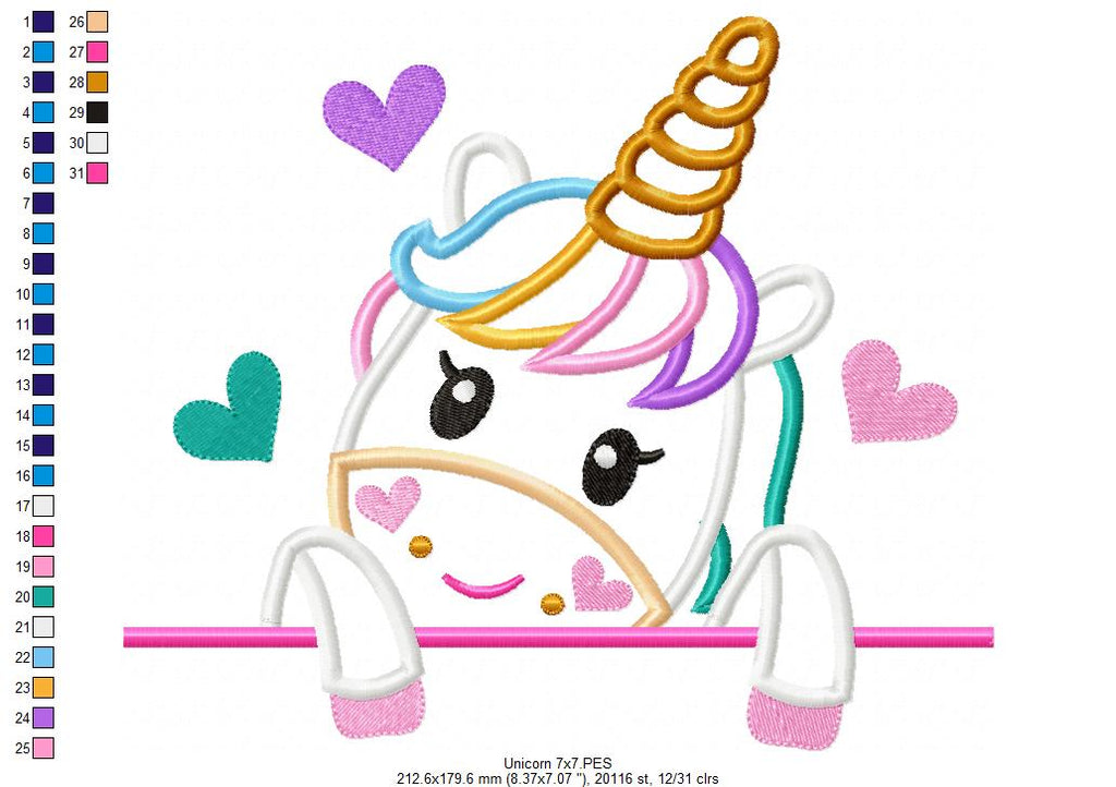 Very Cute Unicorn - Applique