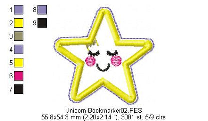 Unicorn Bookmarker 2 - ITH Project - Machine Embroidery Design