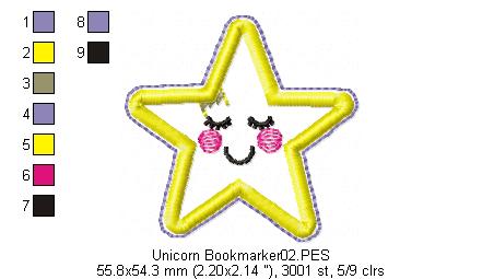 Unicorn Bookmarker (ITH) - Applique - Machine Embroidery Design