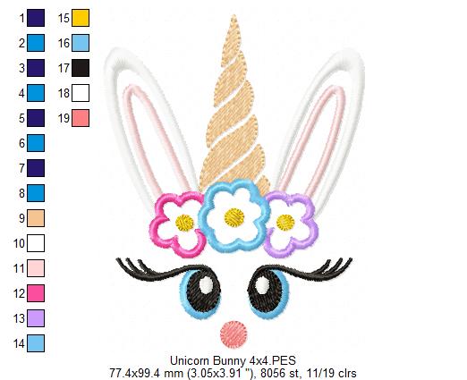 Unicorn Bunny Girl - Applique