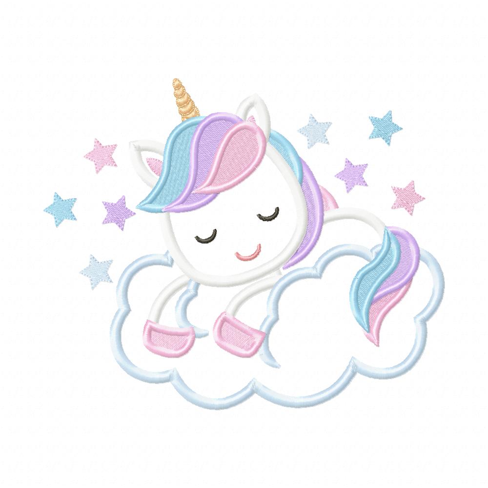 Unicorn Sleeping on the Cloud - Applique Embroidery