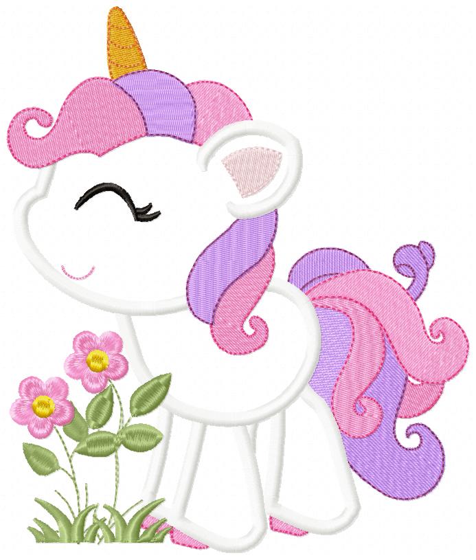 Unicorn and Flowers - Applique