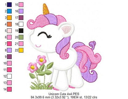 Unicorn and Flowers - Applique