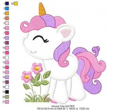 Unicorn and Flowers - Applique