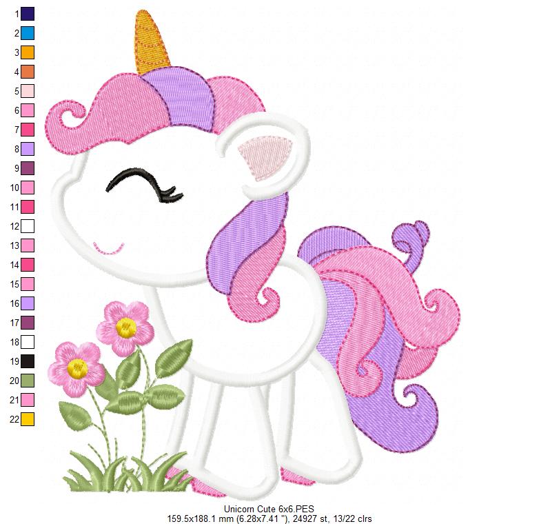 Unicorn and Flowers - Applique