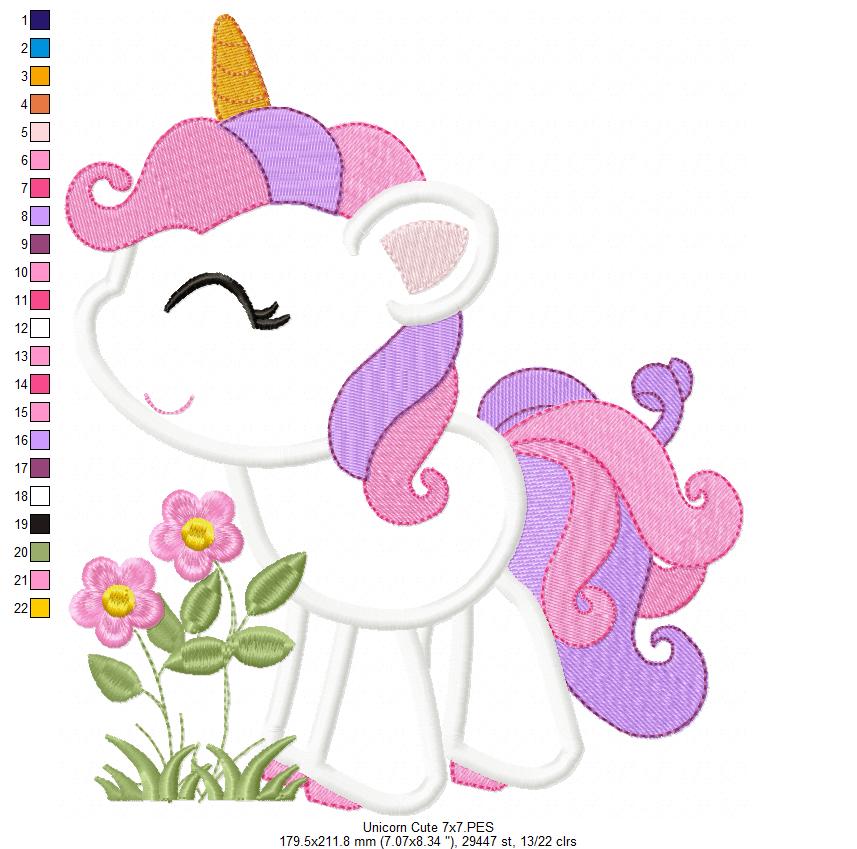 Unicorn and Flowers - Applique