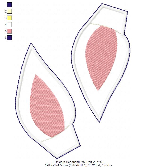Unicorn Headband - ITH Project - Machine Embroidery Design