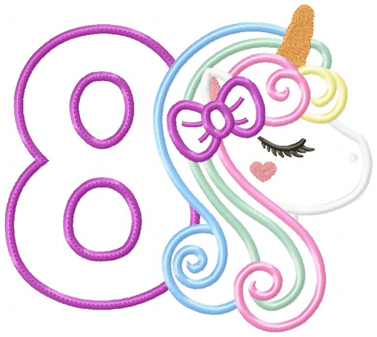 Unicorn Numbers 1-11 Birthday Set Numbers - Applique