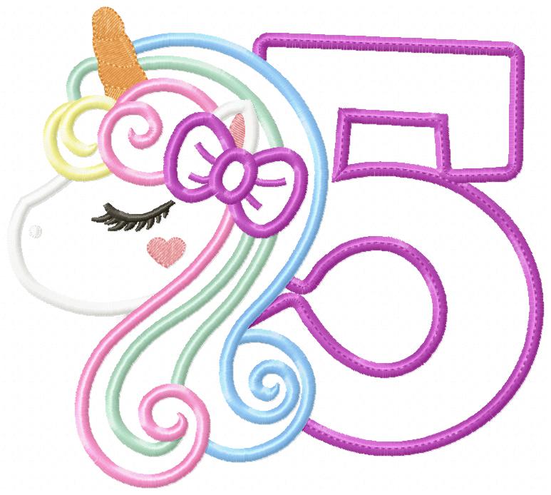 Unicorn Numbers 1-11 Birthday Set Numbers - Applique