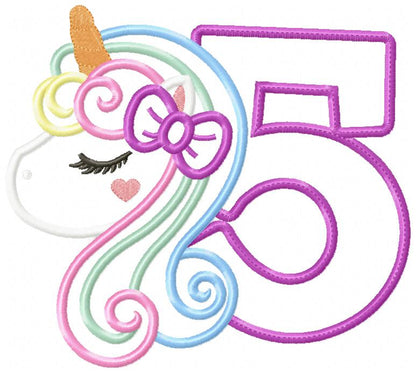 Unicorn Numbers 1-11 Birthday Set Numbers - Applique