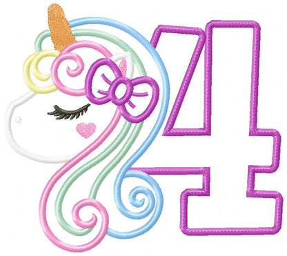 Unicorn Numbers 1-11 Birthday Set Numbers - Applique