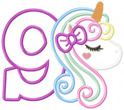 Unicorn Numbers 1-11 Birthday Set Numbers - Applique