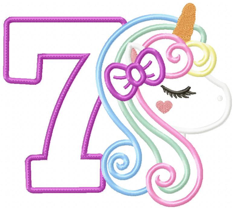 Unicorn Numbers 1-11 Birthday Set Numbers - Applique