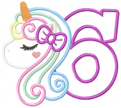 Unicorn Numbers 1-11 Birthday Set Numbers - Applique