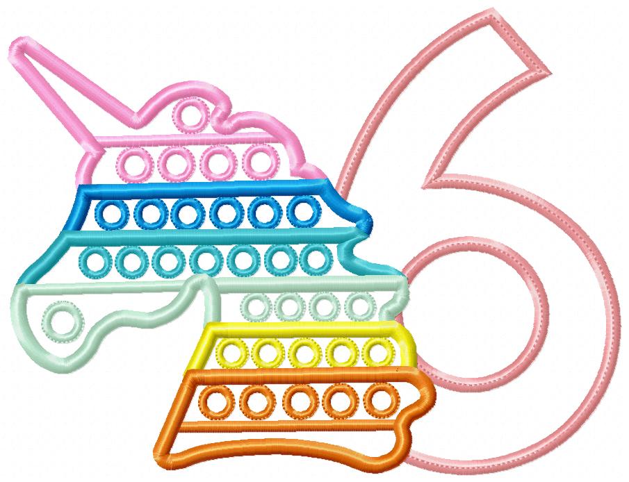 Unicorn Pop It Birthday Number Six 6th Birthday - Applique