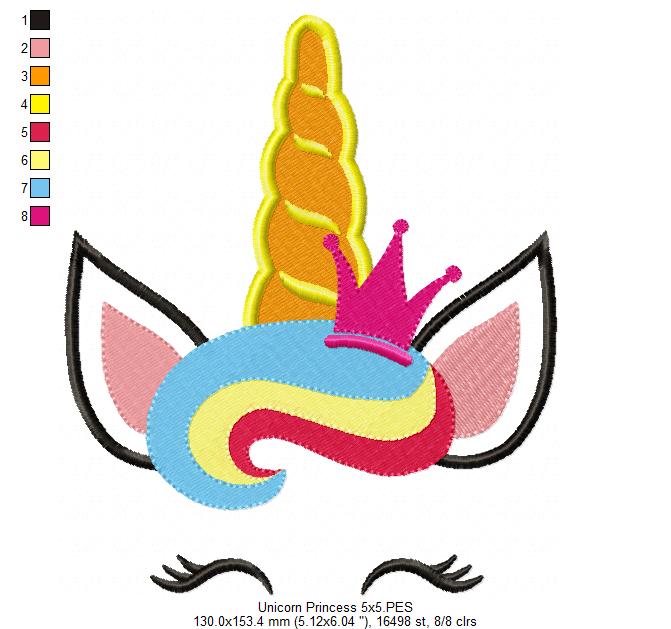 Unicorn Princess - Fill Stitch - Machine Embroidery Design