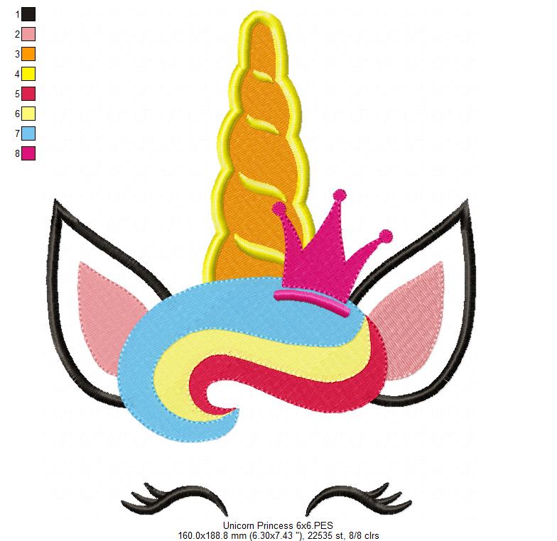 Unicorn Princess - Fill Stitch - Machine Embroidery Design