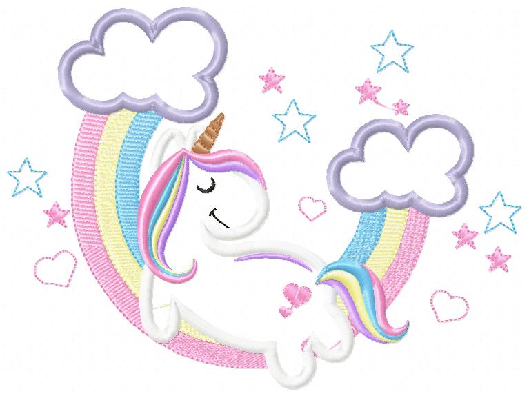 Unicorn, Rainbow and Clouds 2 - Applique