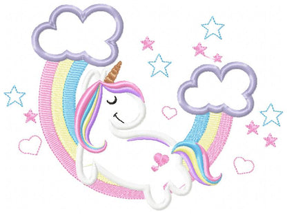 Unicorn, Rainbow and Clouds 2 - Applique