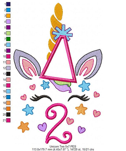 Unicorn Birthday Two - Applique