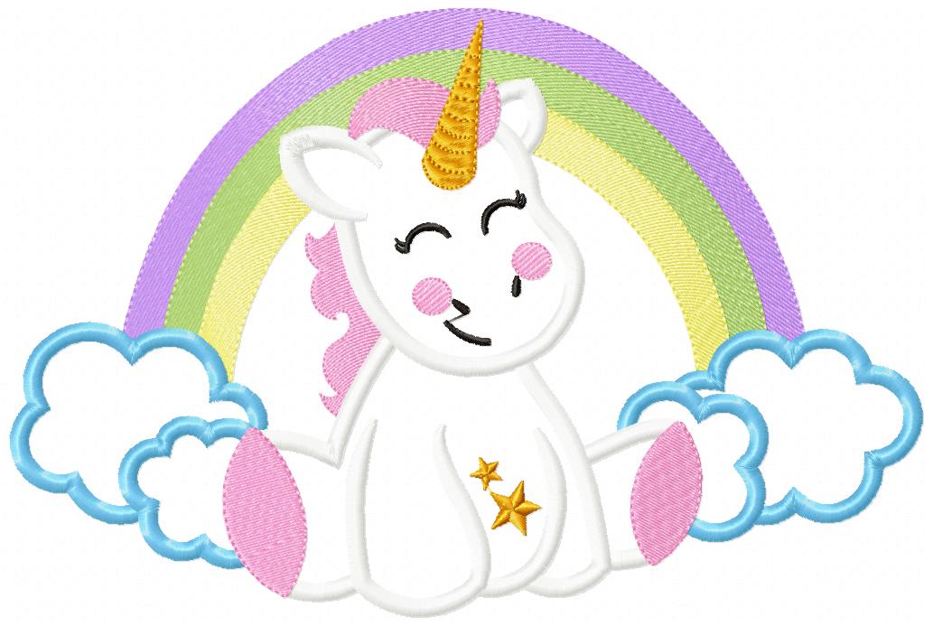 Unicorn, Rainbow and Clouds 1 - Applique