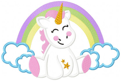 Unicorn, Rainbow and Clouds 1 - Applique