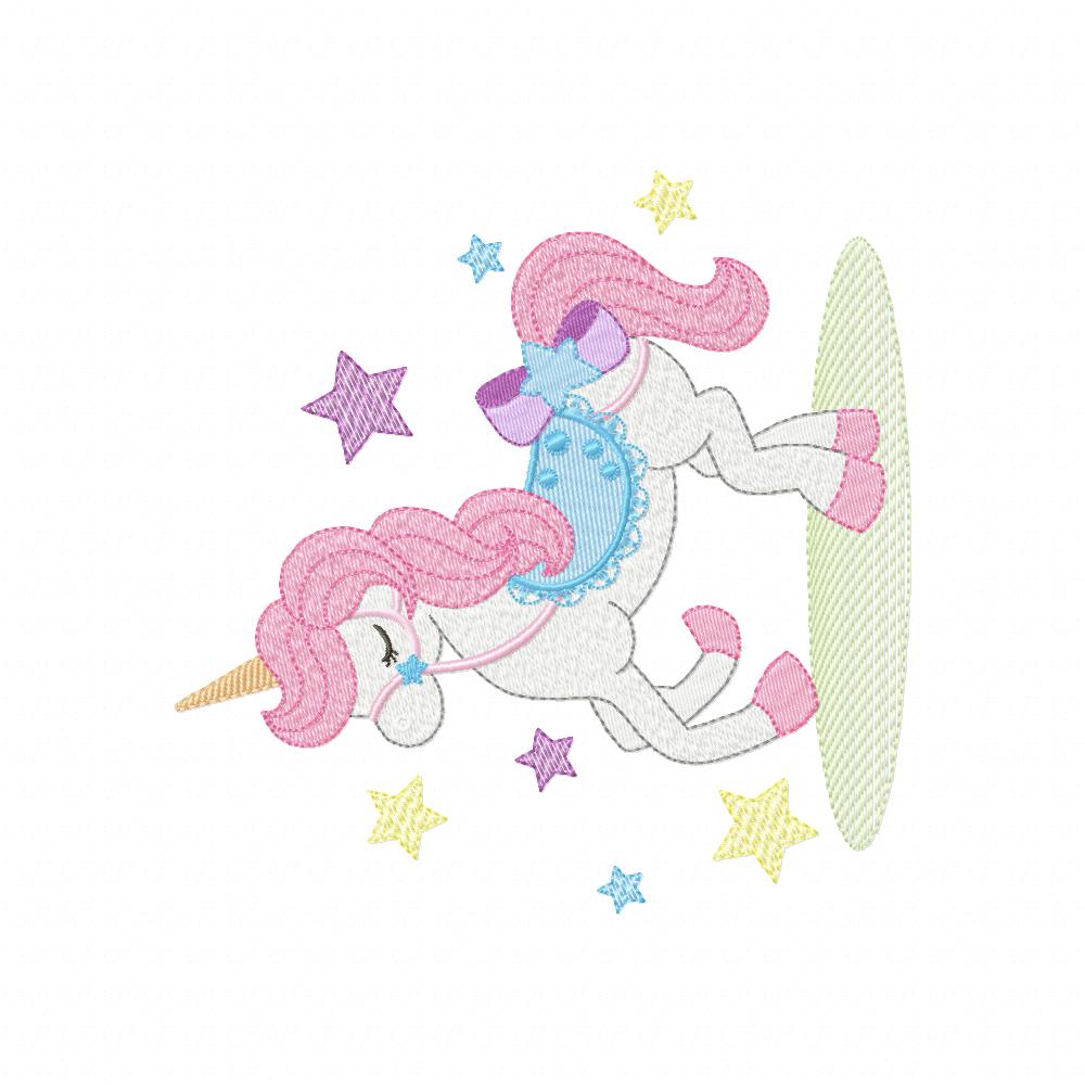 Unicorn and Stars - Fill Stitch - Machine Embroidery Design
