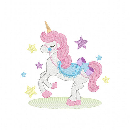 Unicorn and Stars - Fill Stitch - Machine Embroidery Design