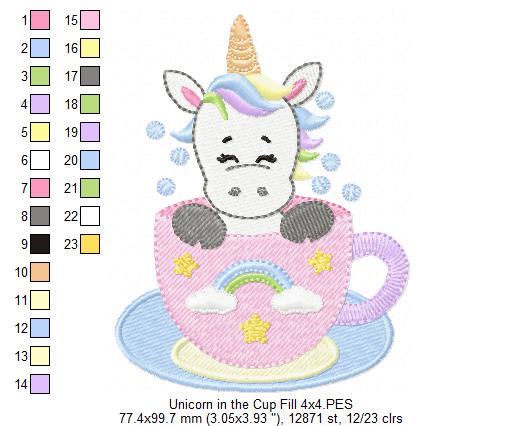 Unicorn in the Cup - Fill Stitch