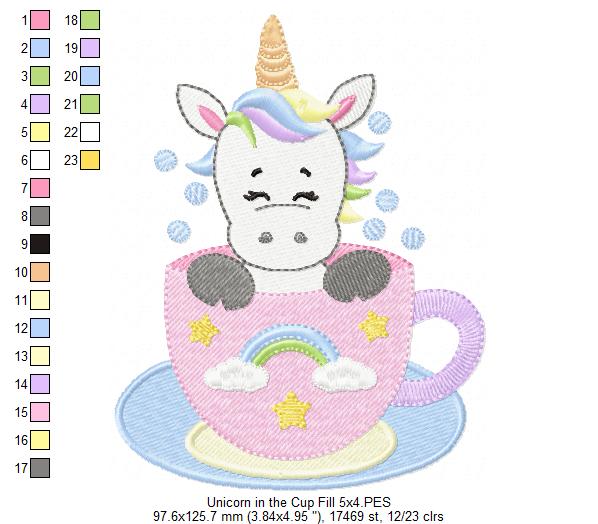 Unicorn in the Cup - Fill Stitch