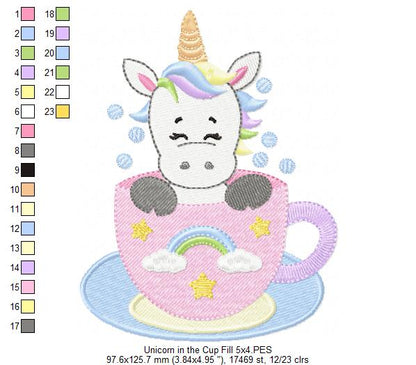 Unicorn in the Cup - Fill Stitch