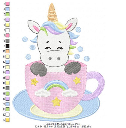 Unicorn in the Cup - Fill Stitch