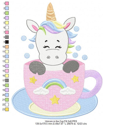Unicorn in the Cup - Fill Stitch