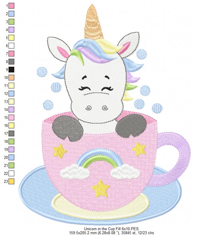 Unicorn in the Cup - Fill Stitch