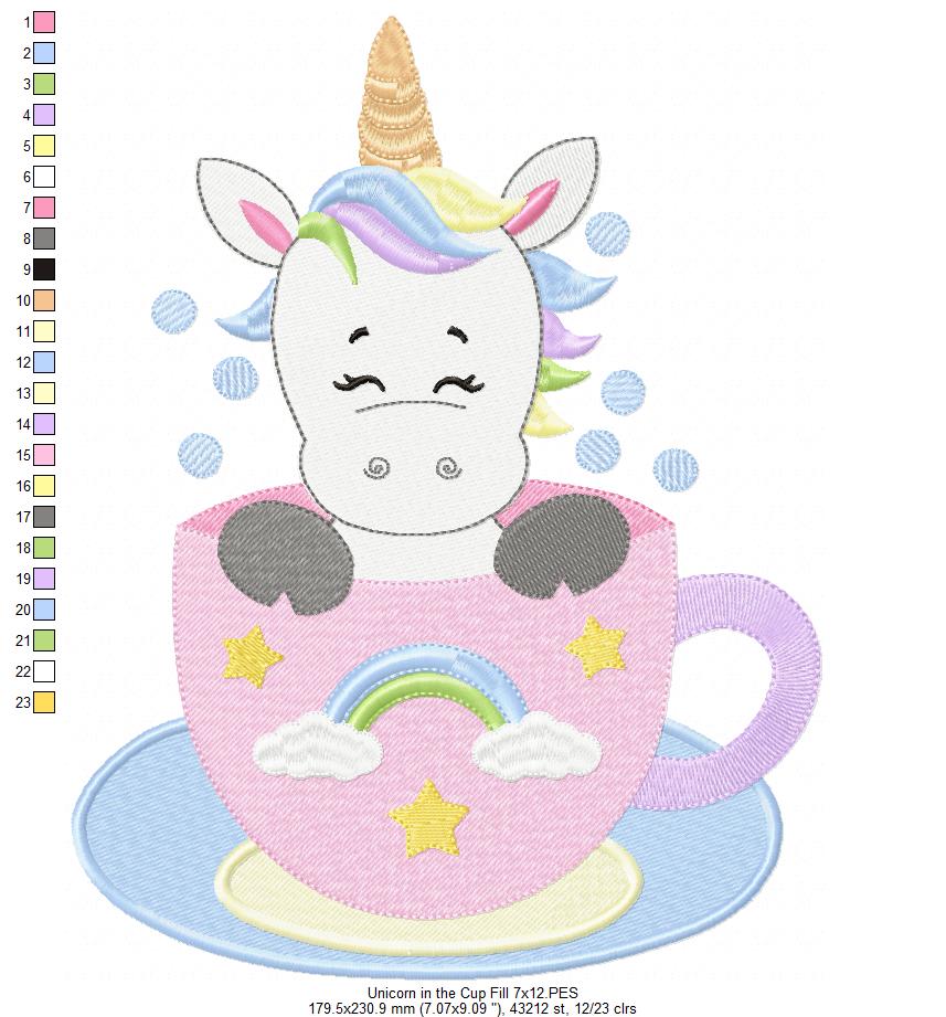 Unicorn in the Cup - Fill Stitch