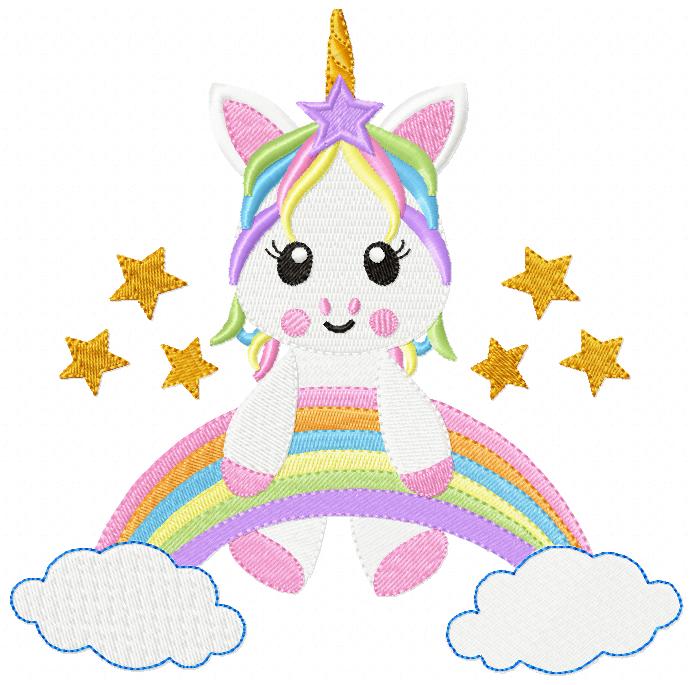 Unicorn on the Rainbow - Fill Stitch - Machine Embroidery Design