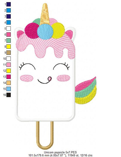 Unicorn Popsicle Summer - Applique