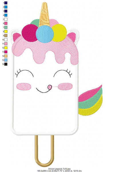 Unicorn Popsicle Summer - Applique