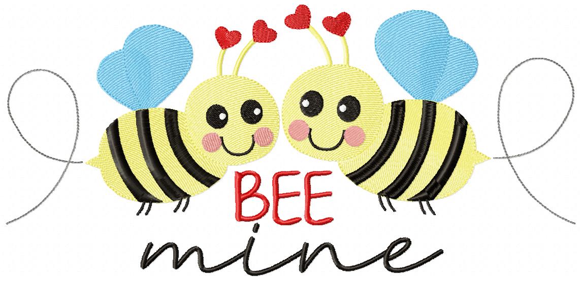 Valentines Bees Bee Mine - Bumble Bee - Fill Stitch