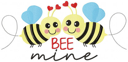 Valentines Bees Bee Mine - Bumble Bee - Fill Stitch