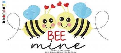 Valentines Bees Bee Mine - Bumble Bee - Fill Stitch