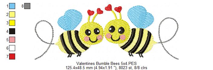 Valentines Bees - Bumble Bee - Fill Stitch
