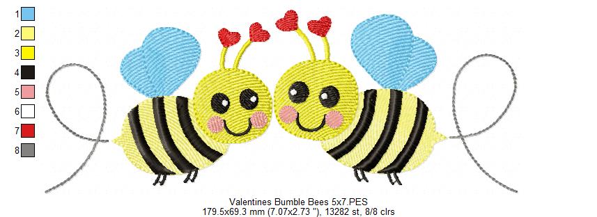 Valentines Bees - Bumble Bee - Fill Stitch