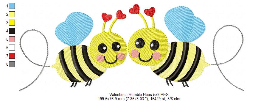 Valentines Bees - Bumble Bee - Fill Stitch