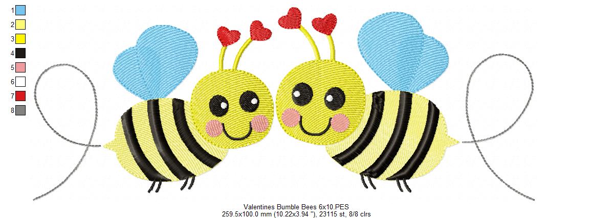 Valentines Bees - Bumble Bee - Fill Stitch